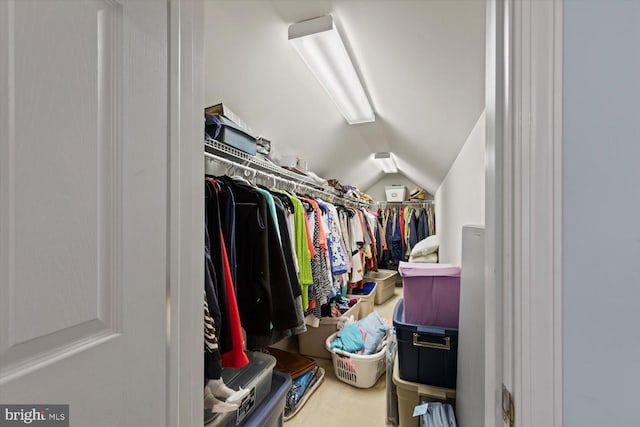 spacious closet with lofted ceiling