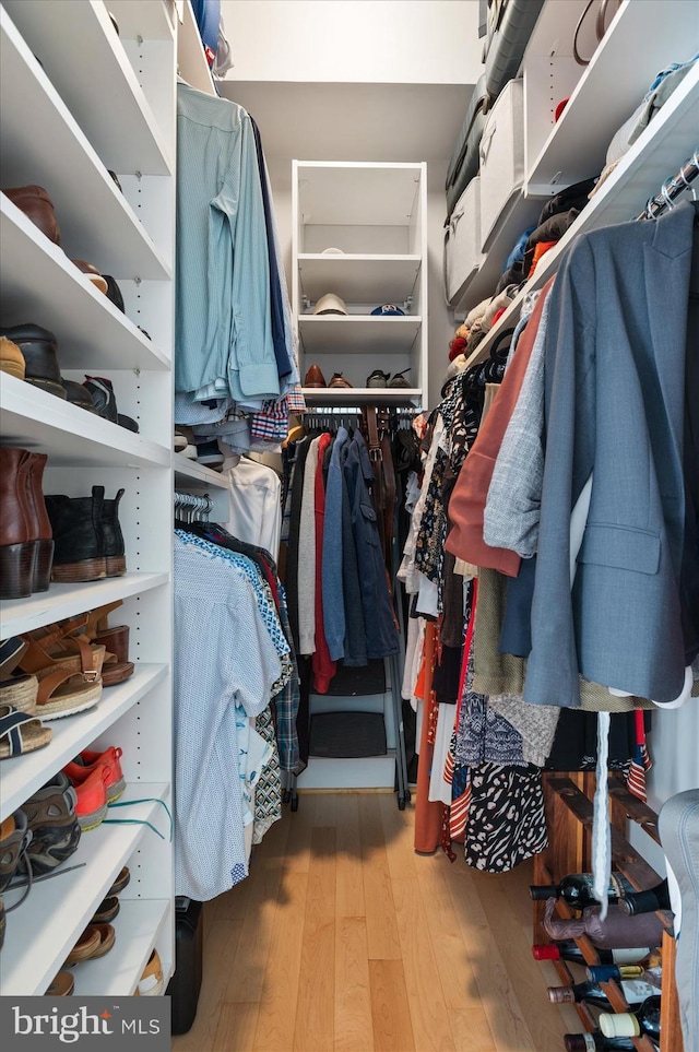 walk in closet featuring wood finished floors