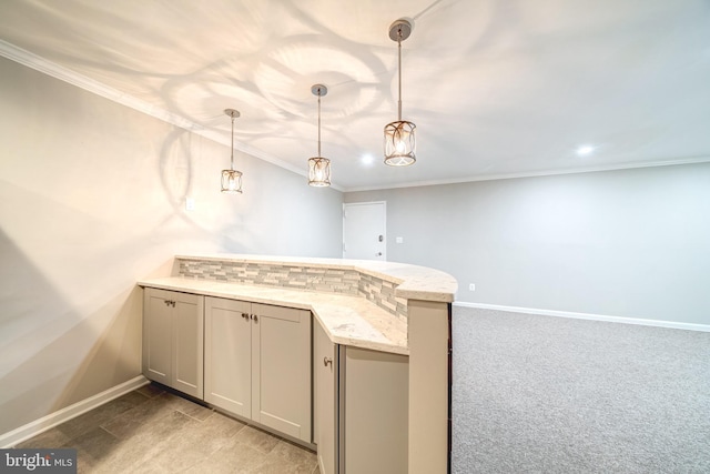 8318 Kingsgate Rd Unit 537, Springfield, VA 22152 - bar featuring baseboards, pendant lighting, and crown molding