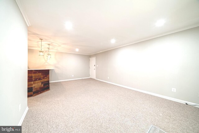 8318 Kingsgate Rd Unit 537, Springfield, VA 22152 - basement featuring a dry bar, recessed lighting, carpet, ornamental molding, and baseboards