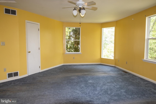 1158 Custer Dr, Auburn, PA 17922 - empty room with dark carpet, ceiling fan, and baseboards
