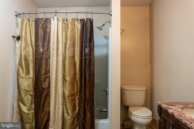 1158 Custer Dr, Auburn, PA 17922 - bathroom featuring vanity, toilet, and shower / bath combo with shower curtain
