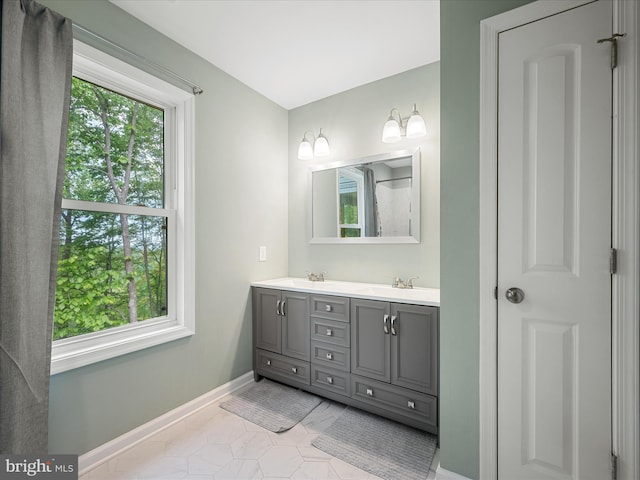 433 Tulip Poplar Dr, Linden, VA 22642 - full bath with baseboards, double vanity, and tile patterned floors