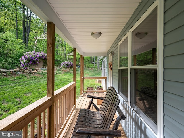 433 Tulip Poplar Dr, Linden, VA 22642 - deck featuring a porch and a lawn