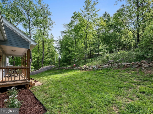 433 Tulip Poplar Dr, Linden, VA 22642 - view of grassy yard with a wooden deck