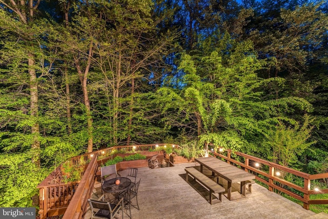 view of patio / terrace featuring a fire pit