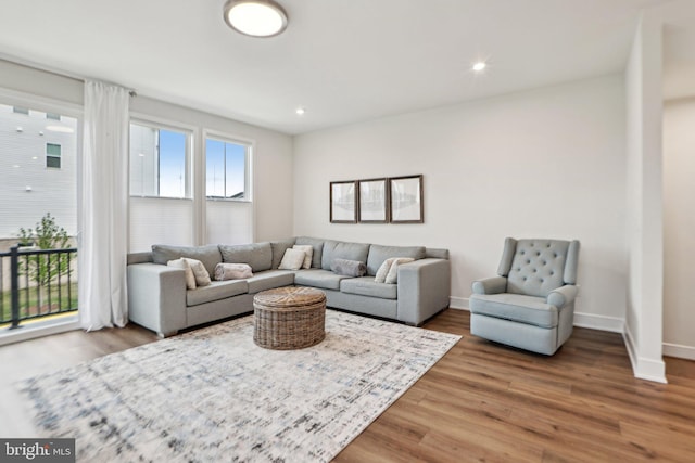 42089 Shining Star Sq, Brambleton, VA 20148 - living area with wood finished floors, baseboards, and recessed lighting