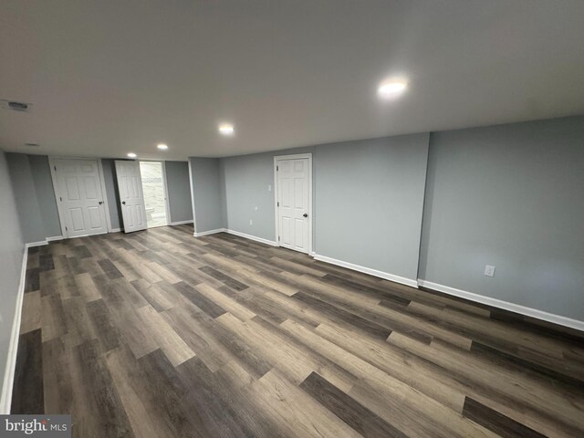581 Milford Neck Rd, Milford, DE 19963 - basement featuring recessed lighting, baseboards, and dark wood-style flooring