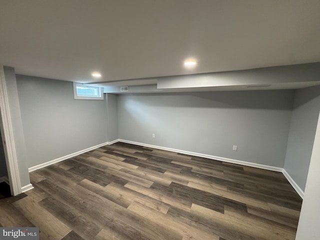 581 Milford Neck Rd, Milford, DE 19963 - below grade area featuring dark wood-type flooring, baseboards, and recessed lighting
