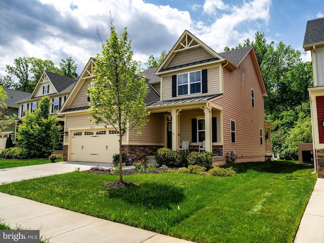 8212 Hickory Hollow Dr, Glen Burnie, MD 21060 - craftsman house featuring a standing seam roof, a porch, and a shingled roof