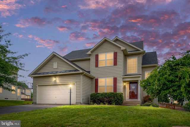 6 Ivy Spring Ln, Fredericksburg, VA 22406 - traditional-style home featuring driveway, a standing seam roof, a garage, and metal roof