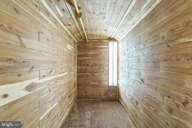 800 Little Shiloh Rd, West Chester, PA 19382 - interior space featuring wooden walls, vaulted ceiling, carpet, and wooden ceiling