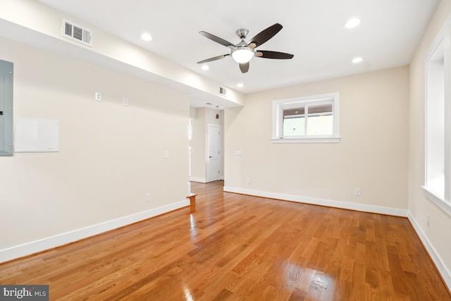 1706 Otis St NE, Washington, DC 20018 - unfurnished room with ceiling fan, light wood-style flooring, baseboards, and recessed lighting