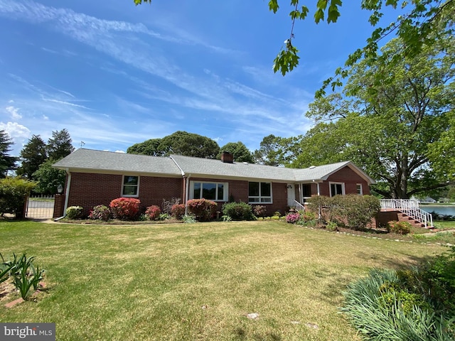 21821 Cove Ln, Leonardtown, MD 20650 - ranch-style house featuring brick siding and a chimney