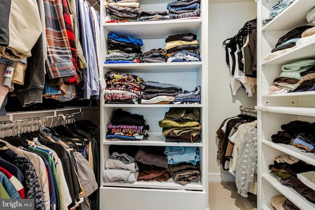 spacious closet with carpet flooring