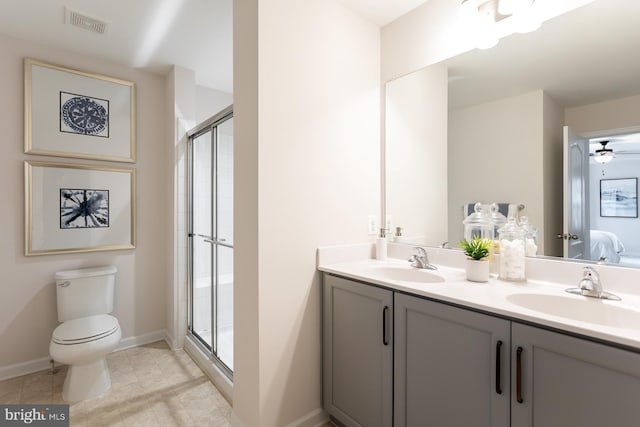 HOMESITE96 Pheasant Ridge Rd, Hanover, PA 17331 - bathroom with a shower stall, toilet, double vanity, baseboards, and tile patterned flooring