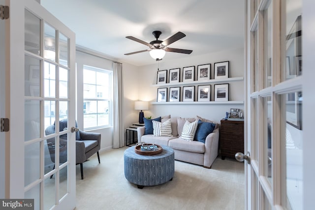 HOMESITE96 Pheasant Ridge Rd, Hanover, PA 17331 - living area featuring french doors, carpet floors, and a ceiling fan