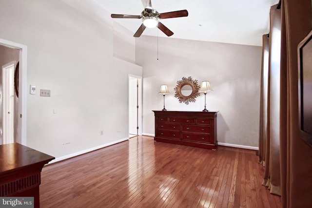 630 Brookedge Ct, Bowie, MD 20721 - unfurnished bedroom featuring hardwood / wood-style floors, baseboards, and high vaulted ceiling