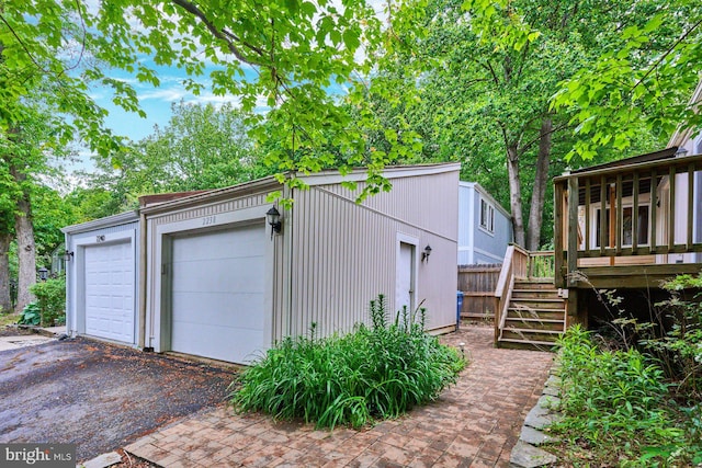 view of detached garage