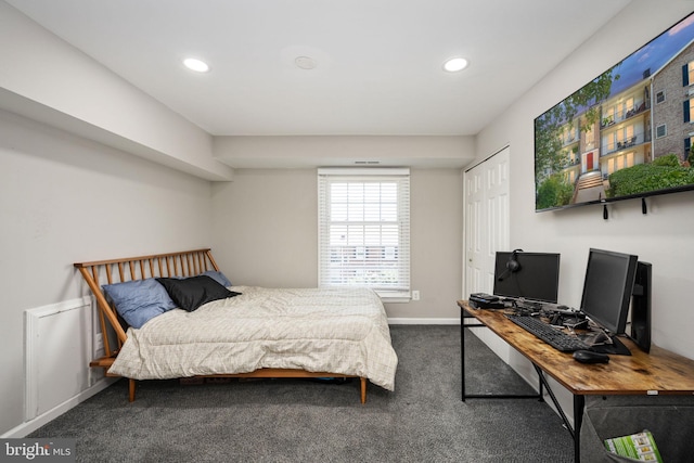 12705 Gordon Blvd Unit 37, Woodbridge, VA 22192 - carpeted bedroom with recessed lighting, a desk, and a closet