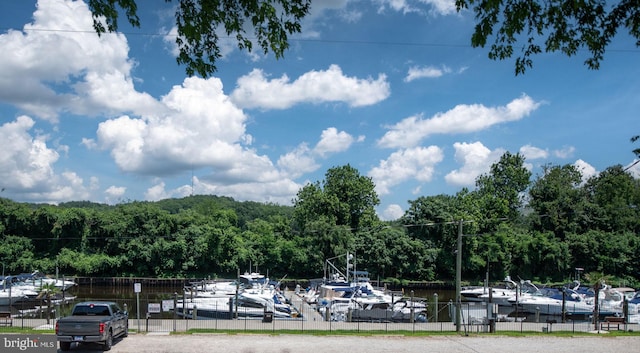 12705 Gordon Blvd Unit 37, Woodbridge, VA 22192 - view of property's community with a dock, a view of trees, and uncovered parking