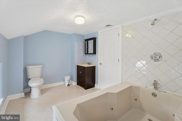 1127 Pawlings Rd, Norristown, PA 19403 - bathroom featuring a jetted tub, toilet, tile patterned floors, vanity, and baseboards