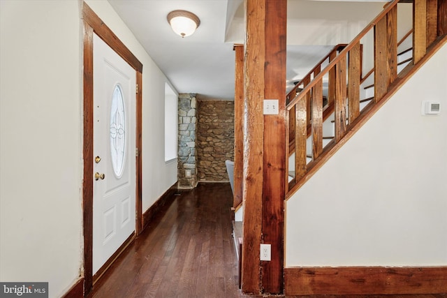 1127 Pawlings Rd, Norristown, PA 19403 - foyer featuring hardwood / wood-style floors, stairway, and baseboards
