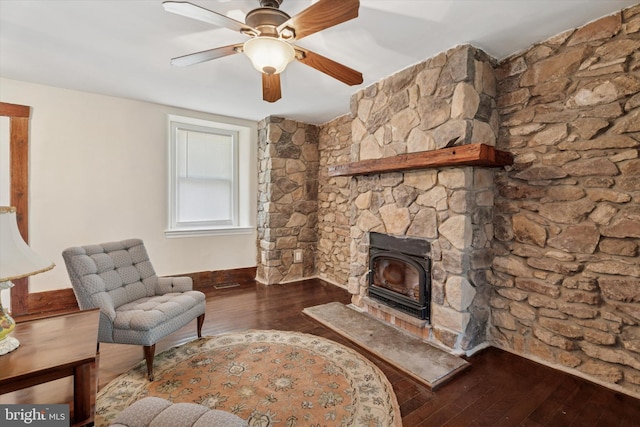 1127 Pawlings Rd, Norristown, PA 19403 - living area featuring hardwood / wood-style flooring, ceiling fan, and baseboards