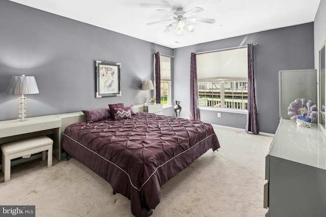 bedroom featuring carpet and ceiling fan