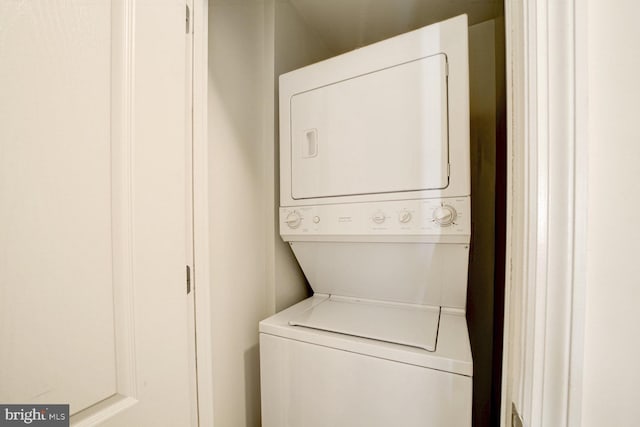 1441 Rhode Island Ave NW Unit 817, Washington, DC 20005 - washroom with stacked washing machine and dryer
