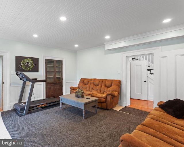 644 Early Dr, Broadway, VA 22815 - living area with recessed lighting, wainscoting, and ornamental molding