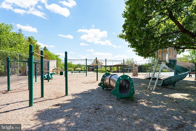 community play area featuring fence