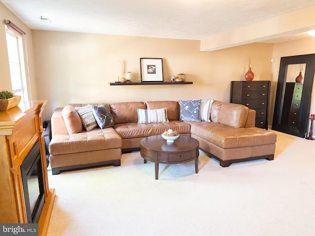 view of carpeted living area