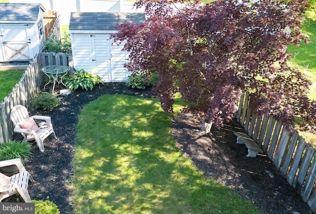 view of yard with a shed and an outdoor structure