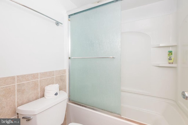 10900 Coastal Hwy Unit 805, Ocean City, MD 21842 - bathroom with enclosed tub / shower combo, toilet, and tile walls