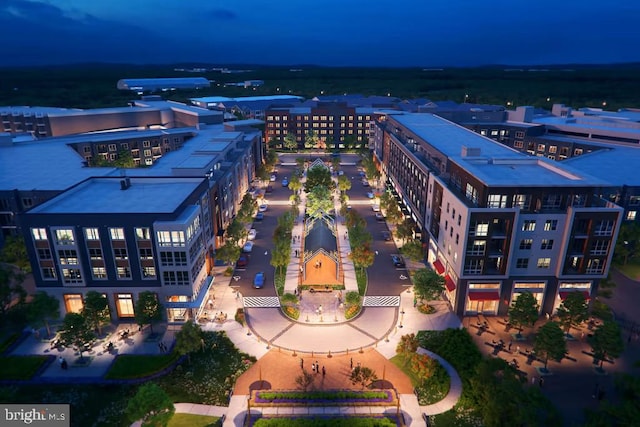 view of aerial view at twilight