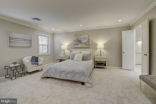 10013 Ormond Rd, Potomac, MD 20854 - bedroom with crown molding, carpet, baseboards, and recessed lighting