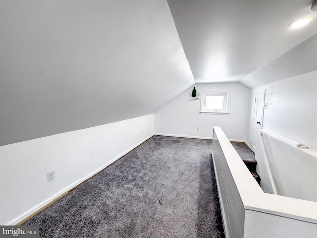 106 Killoran Dr, New Castle, DE 19720 - additional living space with vaulted ceiling, carpet flooring, and baseboards