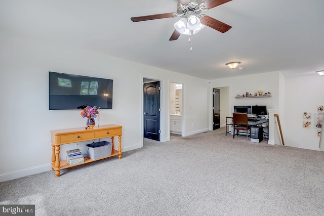 22378 Mahogany Rd, Milton, DE 19968 - carpeted home office with ceiling fan and baseboards