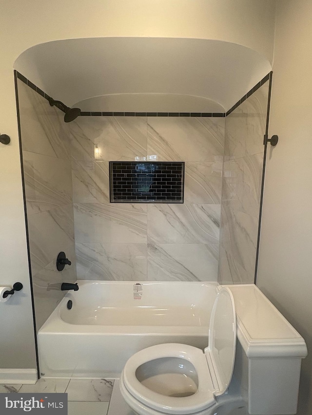 5311 Herring Run Dr, Baltimore, MD 21214 - bathroom with toilet, washtub / shower combination, and marble finish floors
