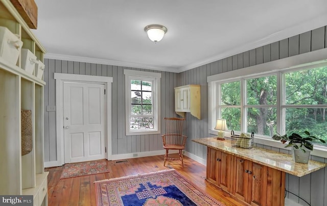 612 Old Rte 322, Spring Mills, PA 16875 - interior space featuring ornamental molding, light wood-type flooring, and baseboards