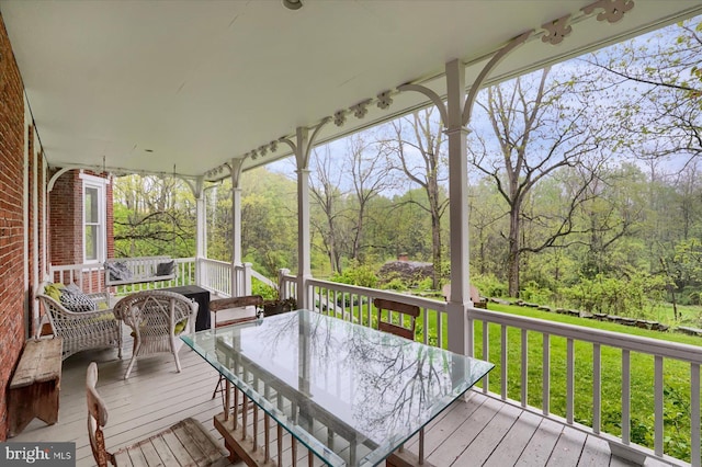 612 Old Rte 322, Spring Mills, PA 16875 - wooden terrace with a yard, outdoor dining space, and ceiling fan