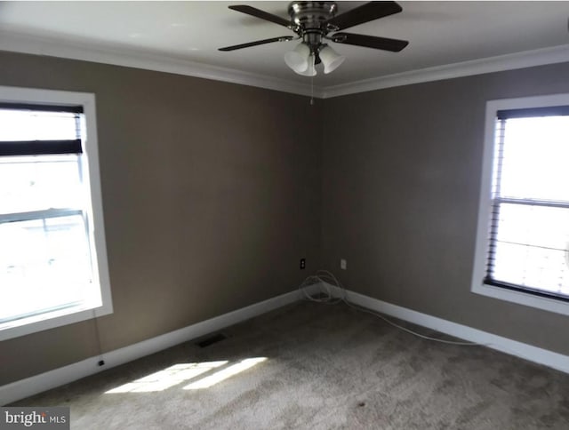 1918 Columbia Ave, Landover, MD 20785 - empty room featuring carpet floors, ornamental molding, baseboards, and ceiling fan