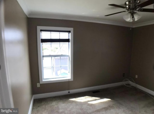 1918 Columbia Ave, Landover, MD 20785 - carpeted spare room with baseboards, ornamental molding, and a ceiling fan