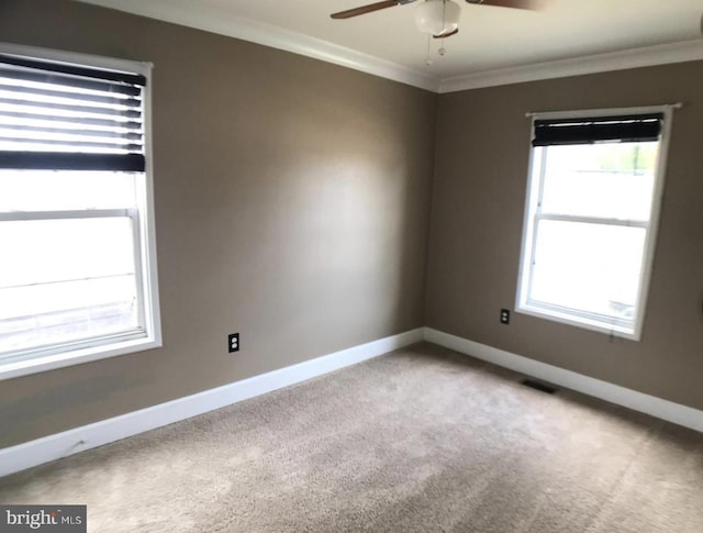 1918 Columbia Ave, Landover, MD 20785 - empty room with baseboards, carpet flooring, ceiling fan, and ornamental molding