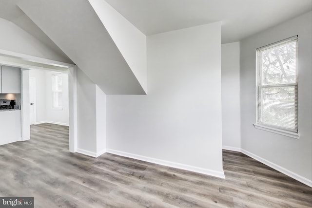 additional living space with wood finished floors and baseboards