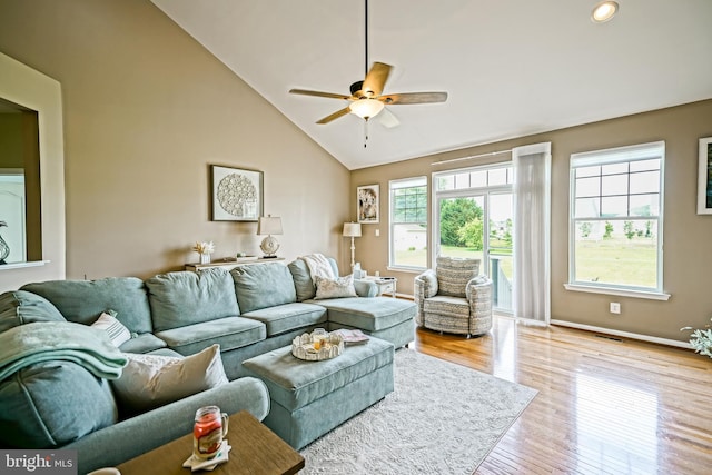 24928 Rivers Edge Rd, Millsboro, DE 19966 - living room with ceiling fan, wood finished floors, and high vaulted ceiling