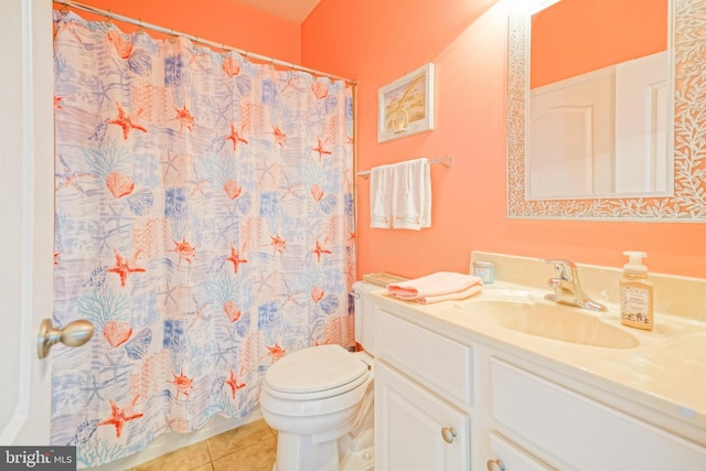 24928 Rivers Edge Rd, Millsboro, DE 19966 - full bath featuring vanity, tile patterned flooring, and a shower with shower curtain
