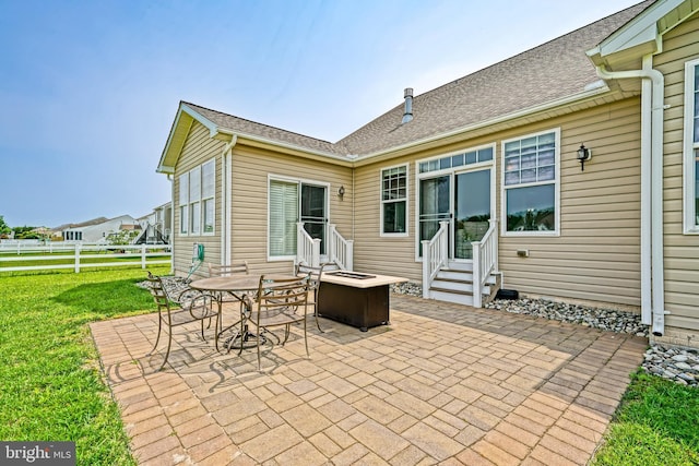 24928 Rivers Edge Rd, Millsboro, DE 19966 - view of patio / terrace with entry steps and an outdoor fire pit