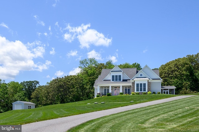 1760 Florence Rd, Mount Airy, MD 21771 - shingle-style home with a front lawn, a garage, and a chimney